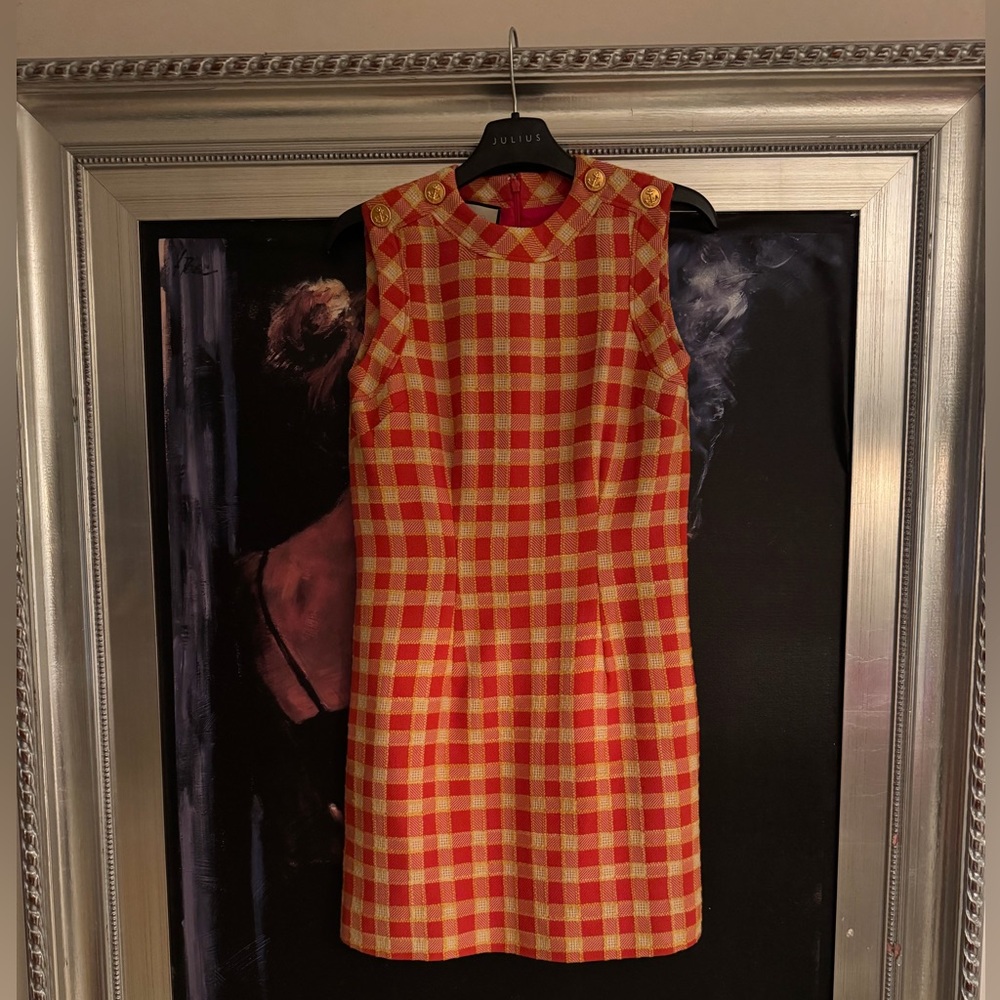Gucci Red and Yellow Plaid Mini Dress